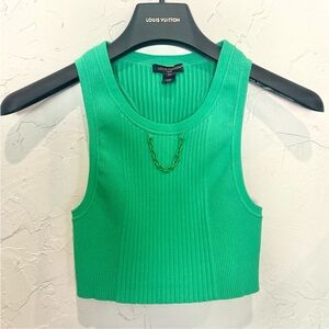 Louis Vuitton Bright Green Ribbed Crop Tank